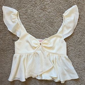 Cream Urban Outfitters flutter sleeve blouse!